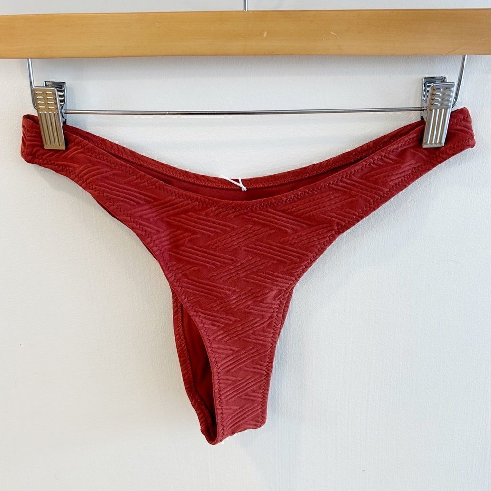 Cupshe Rust Textured High Cut Bikini Bottom